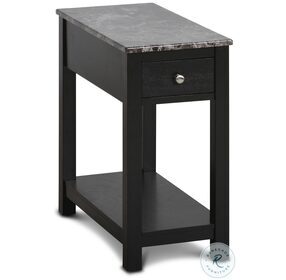 Noah Black And Faux Marble Top End Table