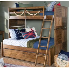 Summer Camp Tree House Brown Twin over Full Bunk Bed with Trundle