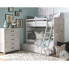 Summer Camp Stone Path White Youth Bunk Bedroom Set with Trundle