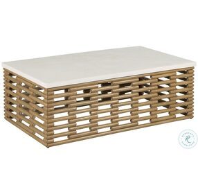 Hidden Treasures White And Brown Rattan Coffee Table