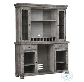PGA Distressed Gray Deluxe Back Bar With Hutch