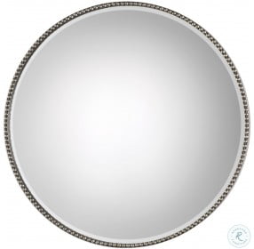 Stefania Silver Beaded Round Mirror