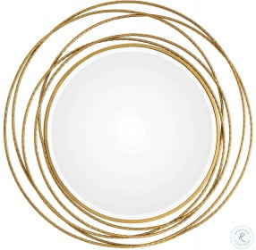 Whirlwind Gold Round Mirror