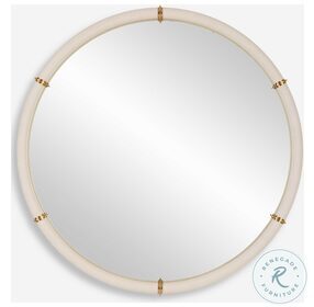 Cyprus White Shagreen Leather Round Mirror