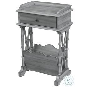 Cummings Distressed Powder Gray End Table with Storage