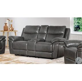 Ryland Gray Power Reclining Console Loveseat Power Footrest