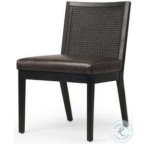 Antonia Sonoma Black Leather Dining Side Chair