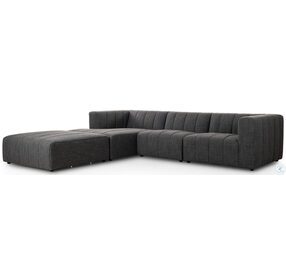 Langham Saxon Charcoal Channeled 3 Piece LAF Chaise Sectional with Ottoman