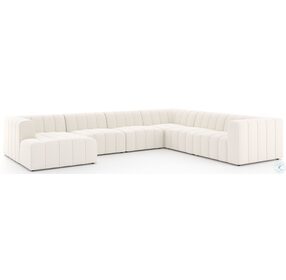 Langham Fayette Cloud Channeled 6 Piece LAF Chaise Sectional