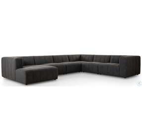 Langham Saxon Charcoal Channeled 6 Piece LAF Chaise Sectional