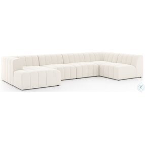 Langham Fayette Cloud Channeled 5 Piece LAF Chaise Sectional