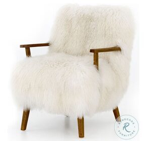 Ashland Mongolia Cream Fur Arm Chair with Drifted Oak Frame