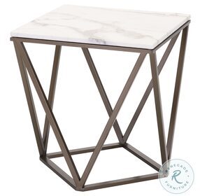 Tintern Stone and Antique Brass Steel End Table