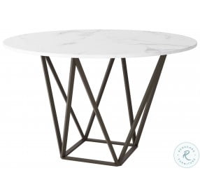 Tintern Stone and Antique Brass Steel Dining Table