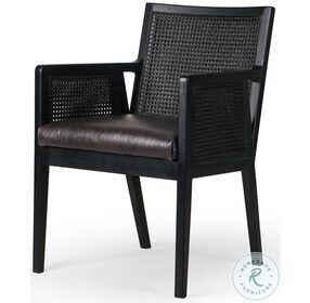 Antonia Sonoma Black Leather Dining Arm Chair