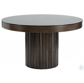 Jakarta Round Black Glass Top Dining Table