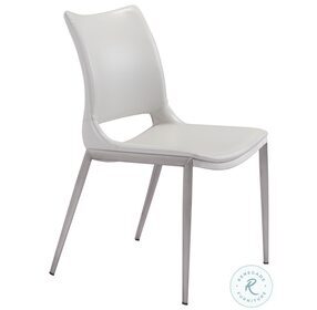Ace White And Brushed Stainless Steel Dining Chair Set Of 2
