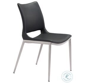 Ace Black And Brushed Stainless Steel Dining Chair Set Of 2