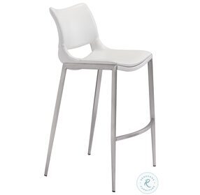 Ace White And Brushed Stainless Steel Bar Stool Set Of 2