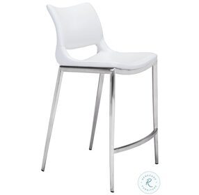 Ace White And Brushed Stainless Steel Counter Chair Set Of 2