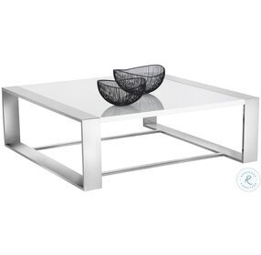 Dalton High Gloss White And Stainless Steel Coffee Table