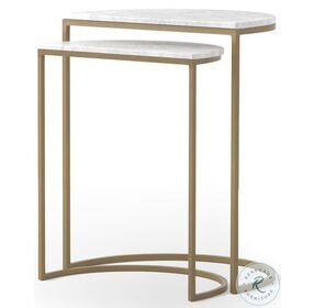 Ane Polished White Marble And Iron Matte Brass Nesting Tables