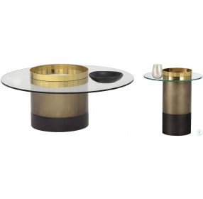 Haru Brown and Gold Occasional Table Set