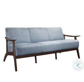 Carlson Blue Gray Velvet Sofa