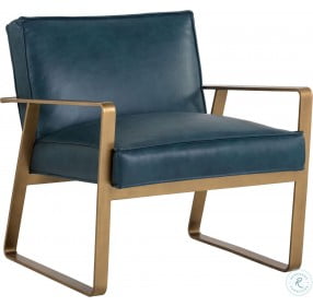 Directions Vintage Peacock Leather Kristoffer Lounge Chair
