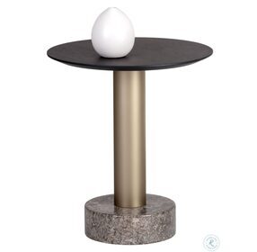 Monaco Light Grey Marble And Charcoal Grey End Table