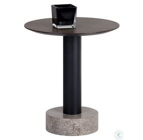 Monaco Light Grey Marble And Raw Umber End Table