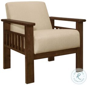 Helena Light Brown And Walnut Accent Chair with Storage Arms