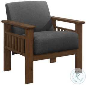 Helena Dark Gray And Walnut Accent Chair with Storage Arms