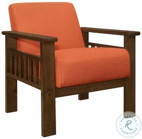 Helena Orange And Walnut Accent Chair with Storage Arms