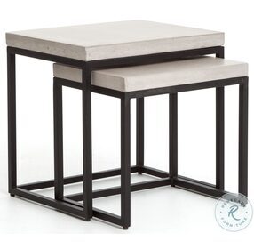 Maximus Black and Natural Concrete Outdoor Nesting End Table