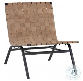 Omari Light Tan Leather Black Lounge Chair