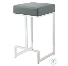 Gervase Grey And Chrome Square Counter Height Stool