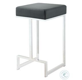 Gervase Black And Chrome Square Counter Height Stool