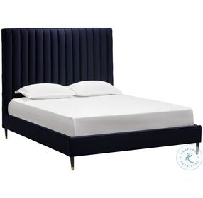 Abbington Navy Fabric Yosi Queen Upholstered Panel Bed