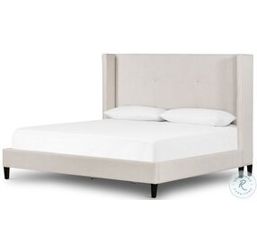 Madison Cambric Ivory Fabric King Upholstered Panel Bed