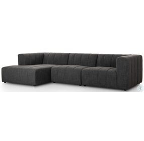 Langham Saxon Charcoal Channeled 3 Piece LAF Chaise Sectional