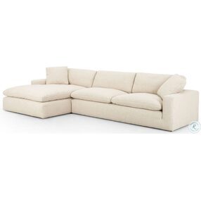 Plume Thames Cream 2 Piece 136" LAF Chaise Sectional