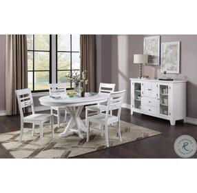 Bianca White Single Pedestal Extendable Dining Room Set