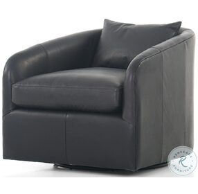Topanga Heirloom Black Leather Swivel Chair