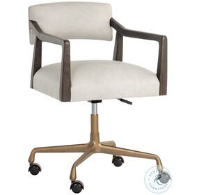 Keagan Saloon Light Grey Leather Adjustable Office Chair