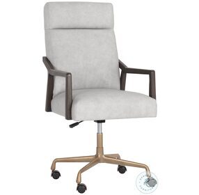 Collin Saloon Light Grey Leather Adjustable Office Chair