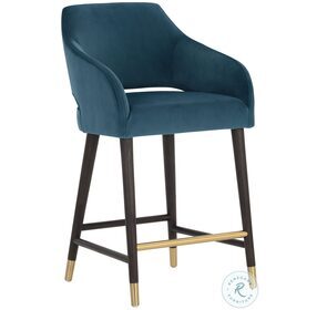Adelaide Timeless Teal Fabric Counter Height Stool