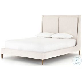 Potter Dover Crescent and Distressed Natural King Upholstered Panel Bed