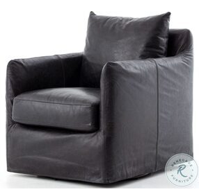 Banks Rider Black Leather Swivel Chair
