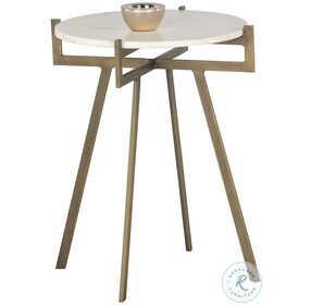 Anak White And Antique Brass Side Table